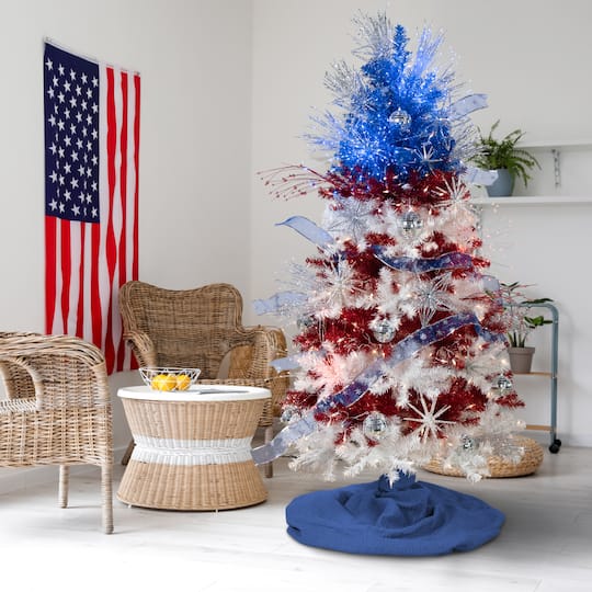 6Ft Pre-Lit Americana Tinsel Artificial Christmas Tree, Clear Lights By Northlight in Red | 6 ft | Michaels®